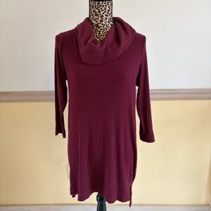 A Pea in the Pod Maternity Ribbed Knit Cowl Neck Long Sleeve Top Burgundy Size M